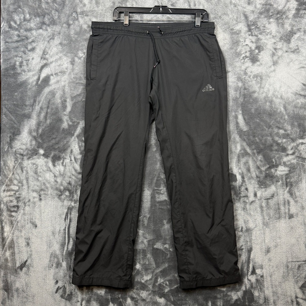 Adidas Track Pants Mens Medium Black Lightweight Athletic Drawstring